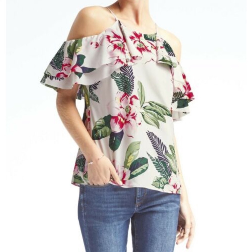 Banana Republic Floral Cold Shoulder Top